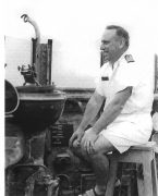 Hec Waller on board HMAS Perth in one of the last photographs taken of him (Courtesy Navy)