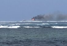 NZ Navy ship aground, afire and sunk