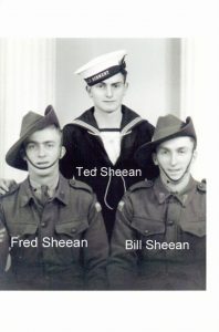 Three of the Sheean brothers at war - Fred, Ted, and Bill Sheean