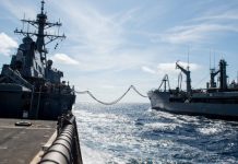 Underway replenishment in East China Sea