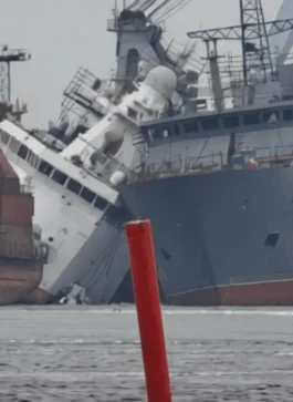 Ukrainian drone wrecks Russian ship