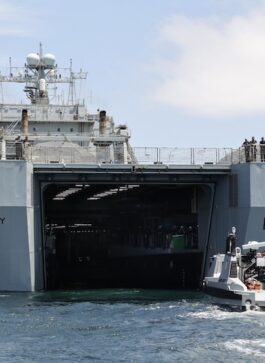 Uncrewed minehunter’s successful docking