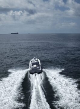 Drone boat rescues two crew